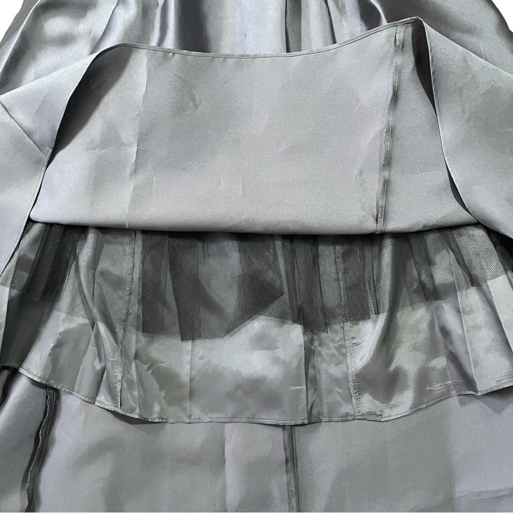 Adrianna Papell Pewter Grey Mikado Hi-Lo Gown sz 8 - Picture 5 of 14